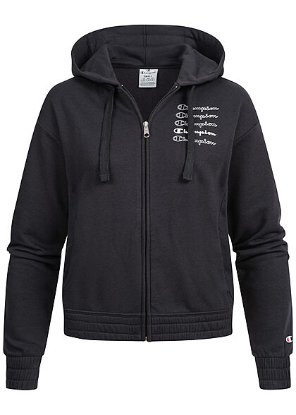 Champion Dames Sweaterset Sweatbroek en Zip-Hoodie met logo-opdruk zwart