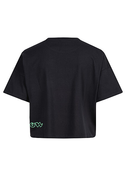 Champion Dames Crop T-shirt met veelkleurige logoprint zwart