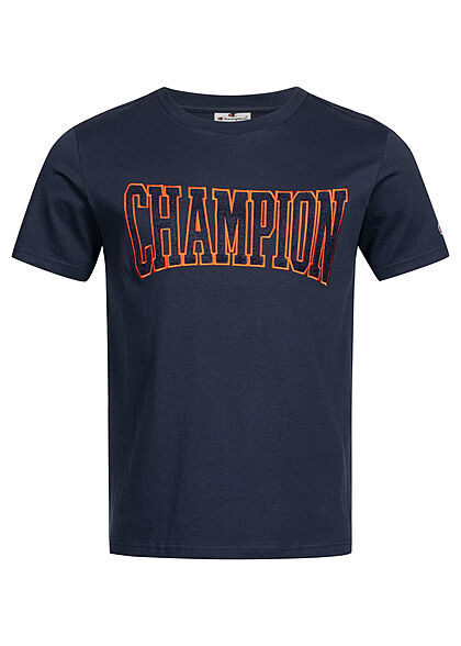 Champion Heren T-shirt met logopatch marineblauw rood