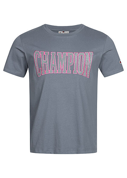 Champion Heren T-shirt met logopatch blauw roze - Art.-Nr.: 22040984