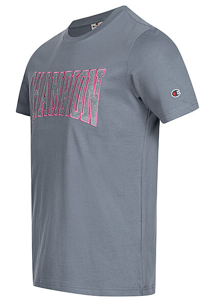 Champion Heren T-shirt met logopatch blauw roze