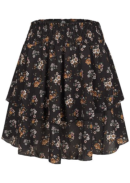 Styleboom Fashion Dames Minirok met bloemenprint zwart
