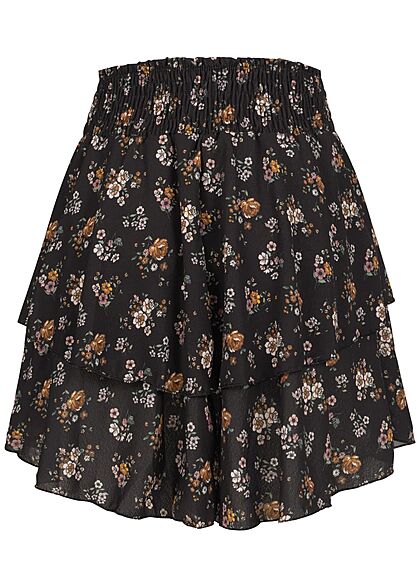 Styleboom Fashion Dames Minirok met bloemenprint zwart