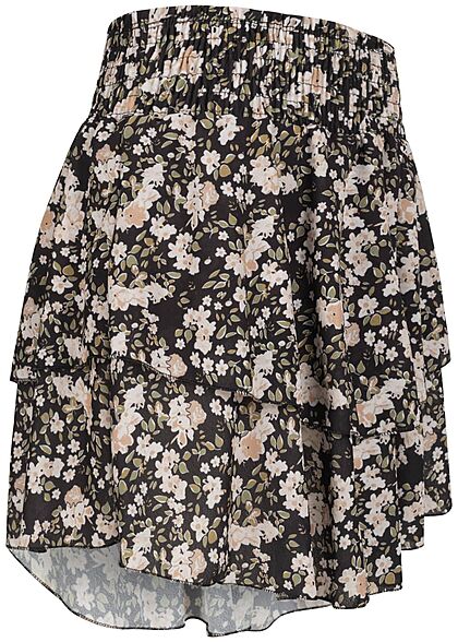 Styleboom Fashion Dames Minirok met bloemenprint zwart beige