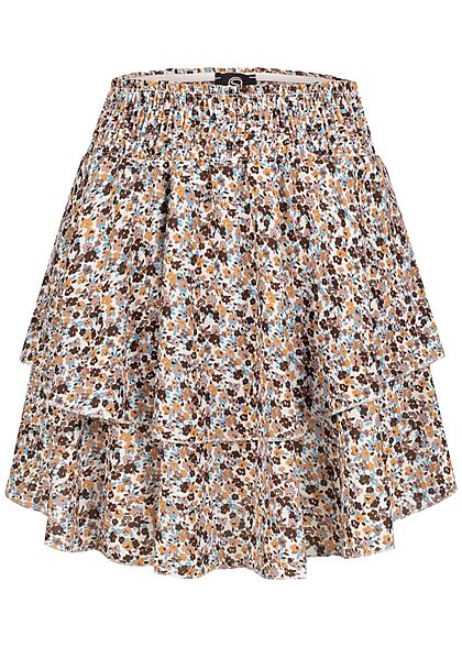 Styleboom Fashion Dames Minirok met bloemenprint beige