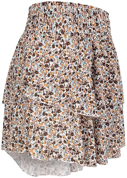 Styleboom Fashion Dames Minirok met bloemenprint beige