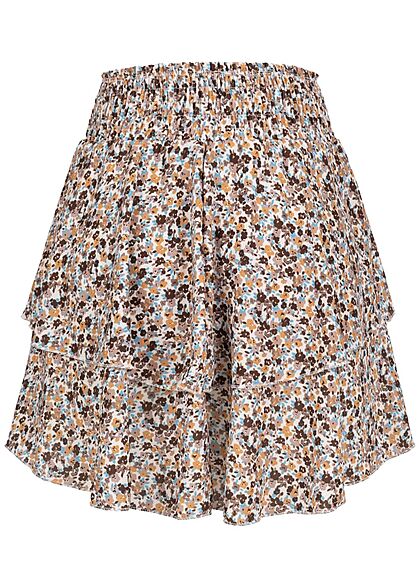 Styleboom Fashion Dames Minirok met bloemenprint beige