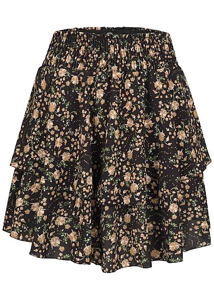 Styleboom Fashion Dames Minirok met bloemenprint zwart