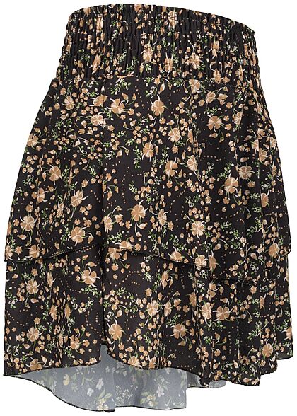 Styleboom Fashion Dames Minirok met bloemenprint zwart