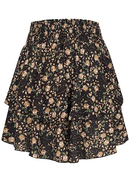 Styleboom Fashion Dames Minirok met bloemenprint zwart