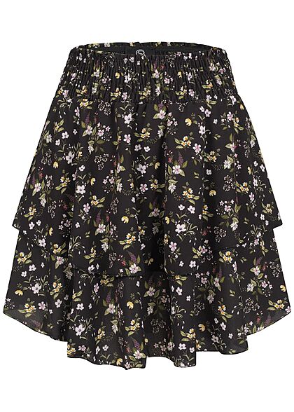 Styleboom Fashion Dames Minirok met bloemenprint zwart - Art.-Nr.: 22046289