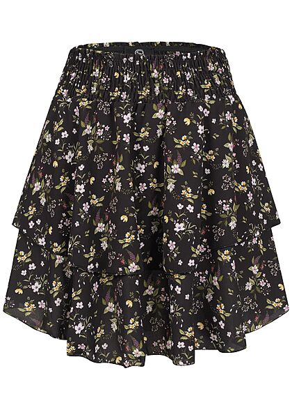 Styleboom Fashion Dames Minirok met bloemenprint zwart