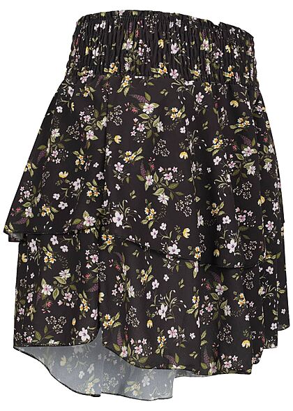 Styleboom Fashion Dames Minirok met bloemenprint zwart