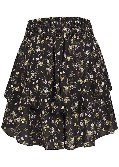 Styleboom Fashion Dames Minirok met bloemenprint zwart