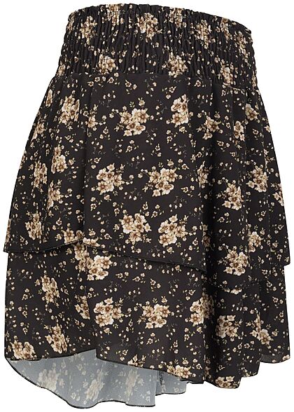 Styleboom Fashion Dames Minirok met bloemenprint zwart beige
