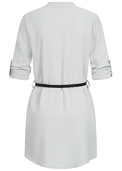 Cloud5ive Dames Blouse met omgeslagen mouwen en riem groen