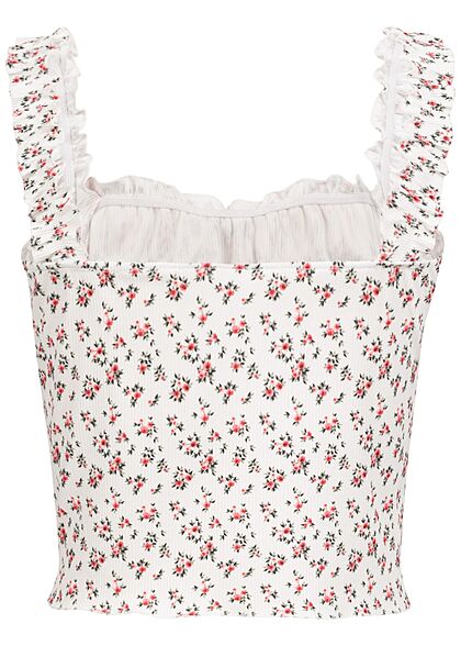 Cloud5ive Dames Cropped Top met bloemenprint wit