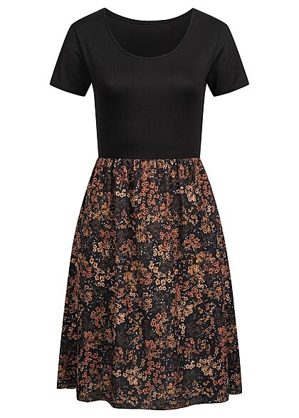 Cloud5ive Dames 2-Tone Jurk met bloemenprint zwart