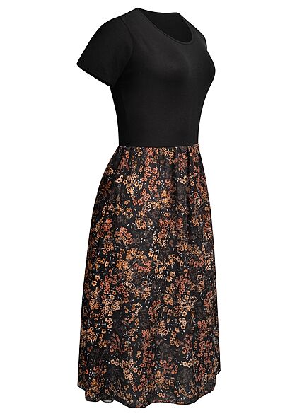 Cloud5ive Dames 2-Tone Jurk met bloemenprint zwart