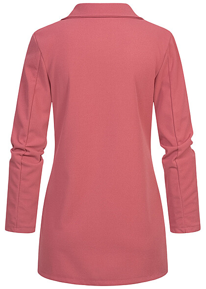 Cloud5ive Dames Blazer met 2 decoratieve ritszakken donkerroze