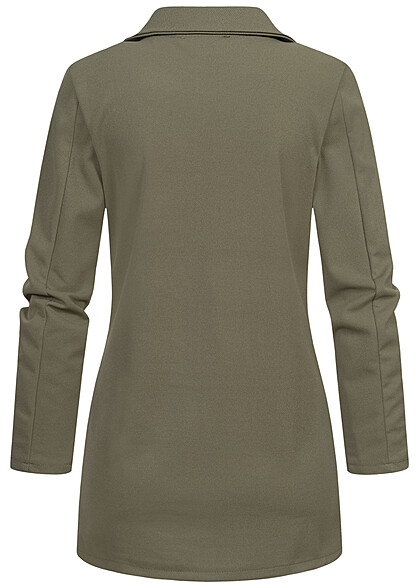 Cloud5ive Dames Blazer met 2 decoratieve ritszakken olijfgroen