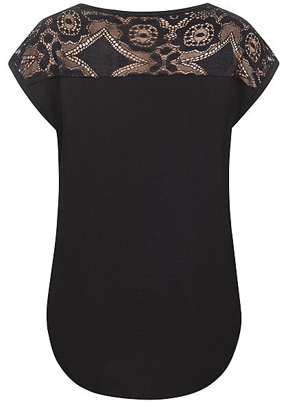 Cloud5ive Dames Chiffon Blouse met kant en rits zwart