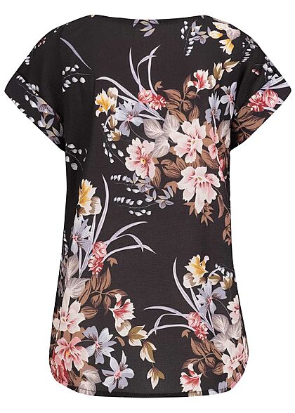 Cloud5ive Dames Chiffon Blouse met bloemenprint zwart