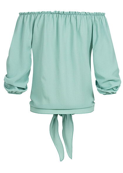 Cloud5ive Damen 3/4 Bluse mit Binde- und Knotendetail grün