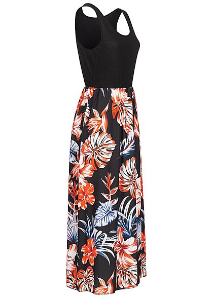 Cloud5ive Dames Longform Jurk met tropische print zwart