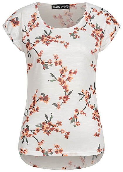 Cloud5ive Dames T-shirt met bloemenprint wit - Art.-Nr.: 22046426