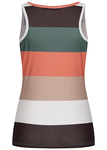 Cloud5ive Dames Tank Top met strepen beige zwart groen