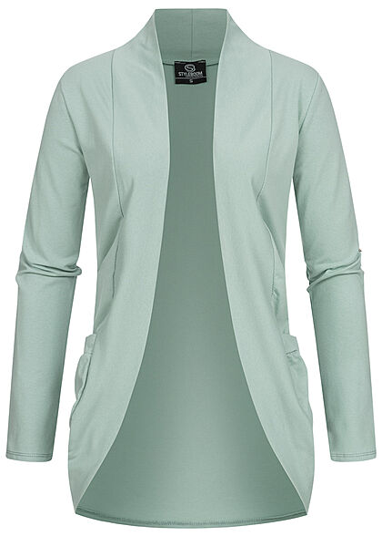 Styleboom Fashion Dames Vest met omgeslagen mouwen en 2 zakken groen