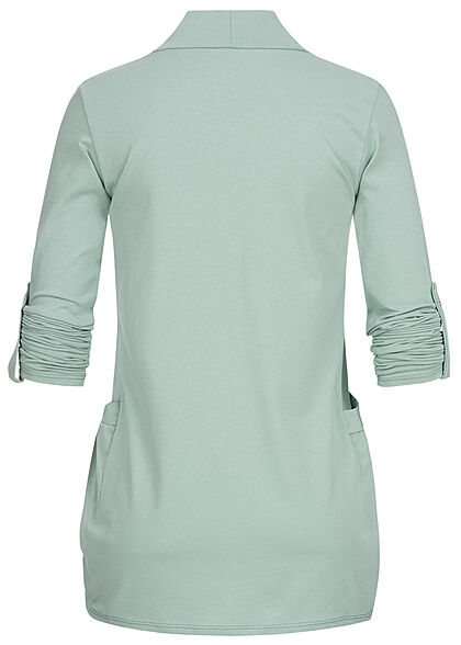 Styleboom Fashion Dames Vest met omgeslagen mouwen en 2 zakken groen