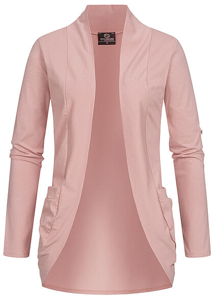 Styleboom Fashion Dames Vest met omgeslagen mouwen en 2 zakken roze