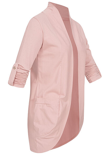 Styleboom Fashion Dames Vest met omgeslagen mouwen en 2 zakken roze