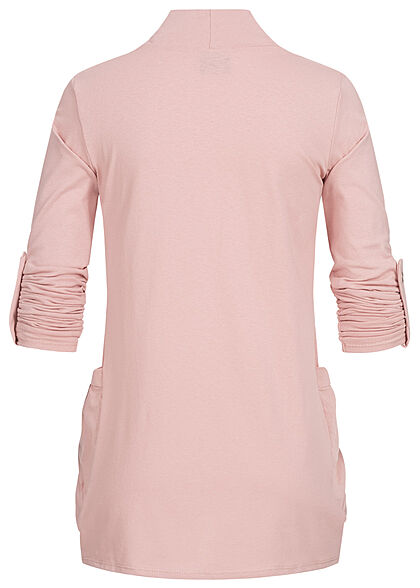 Styleboom Fashion Dames Vest met omgeslagen mouwen en 2 zakken roze