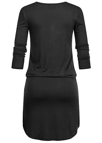 Styleboom Fashion Dames Viscose Jurk met rits en binddetail zwart