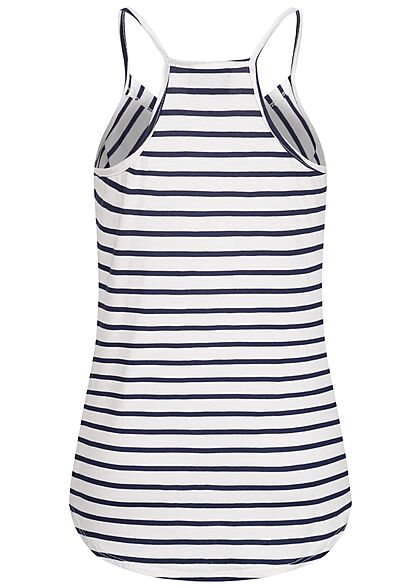 Styleboom Fashion Dames Top met V-hals en strepen wit marineblauw