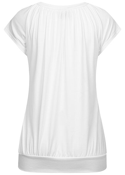Styleboom Fashion Dames Shirt met korte mouwen en V-hals wit