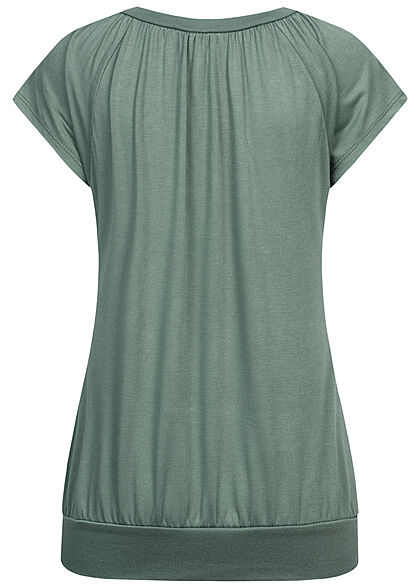 Styleboom Fashion Dames Shirt met korte mouwen en V-hals groen