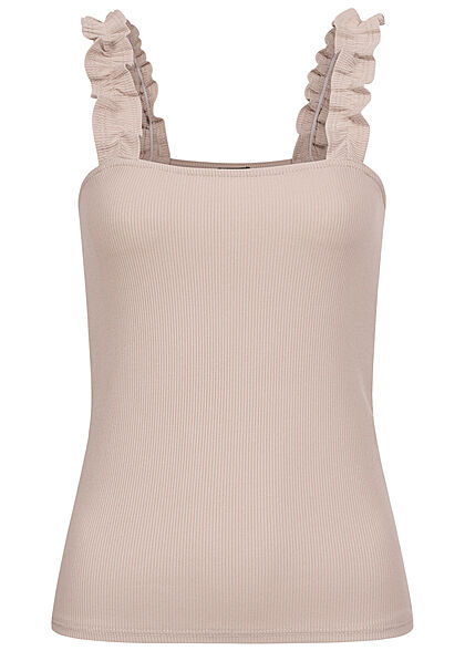Styleboom Fashion Dames Topje met ruches op de bandjes beige