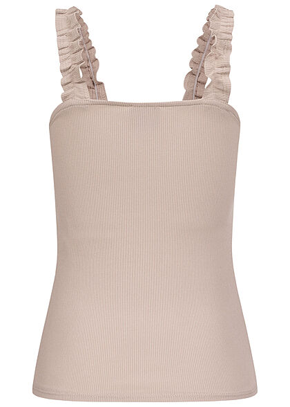 Styleboom Fashion Dames Topje met ruches op de bandjes beige