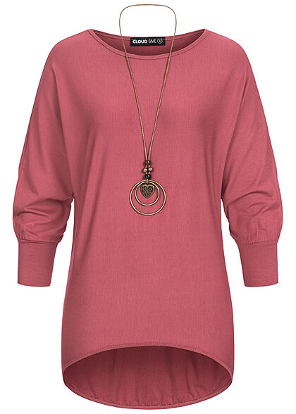 Cloud5ive Dames Shirt met vleermuismouwen incl. halsketting roze - Art.-Nr.: 22046520