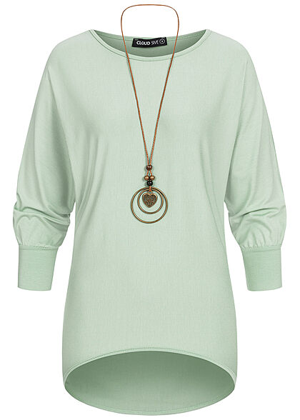 Cloud5ive Dames Shirt met vleermuismouwen incl. halsketting roze