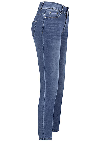 Seventyseven Lifestyle Dames Skinny Jeans Broek met 2 knopen lichtblauw