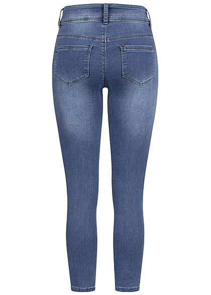 Seventyseven Lifestyle Dames Skinny Jeans Broek met 2 knopen lichtblauw