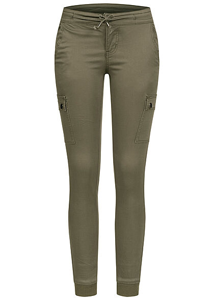 Seventyseven Lifestyle Dames Low Waist Cargo Broek met 6 zakken kaki