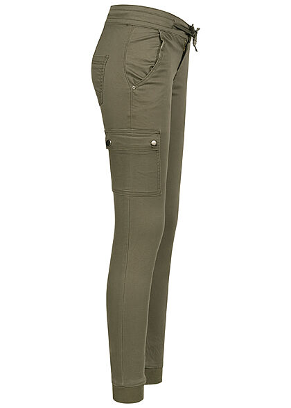 Seventyseven Lifestyle Dames Low Waist Cargo Broek met 6 zakken kaki