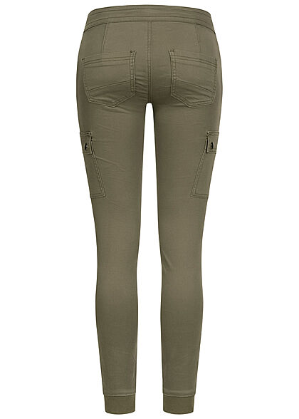 Seventyseven Lifestyle Dames Low Waist Cargo Broek met 6 zakken kaki