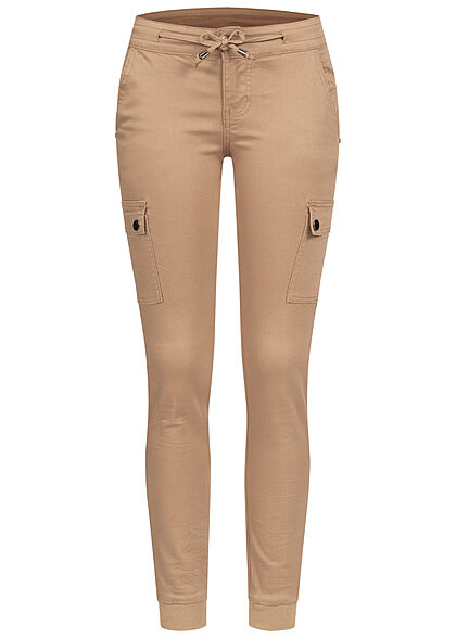 Seventyseven Lifestyle Dames Low Waist Cargo Broek met 6 zakken bruin